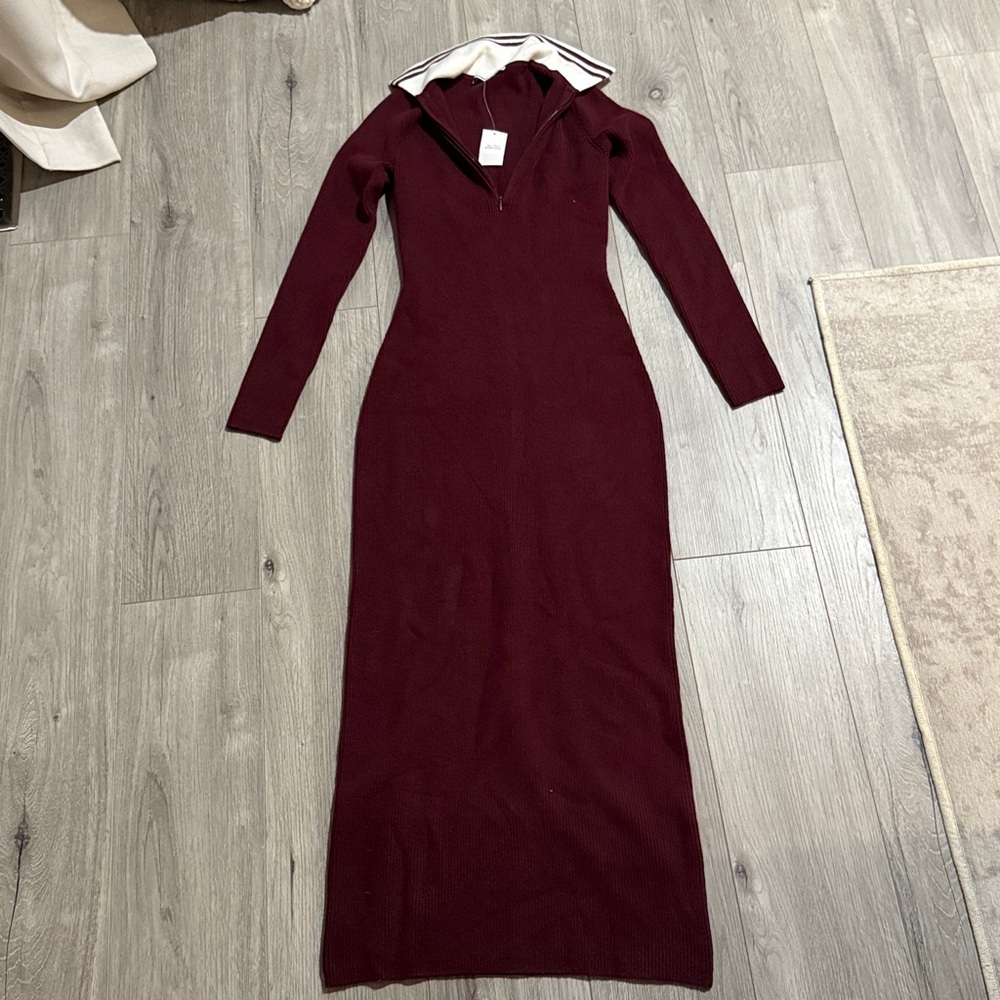 Abercrombie & Fitch Long-sleeve Half-zip Maxi Sweater Dress Rugby Dress